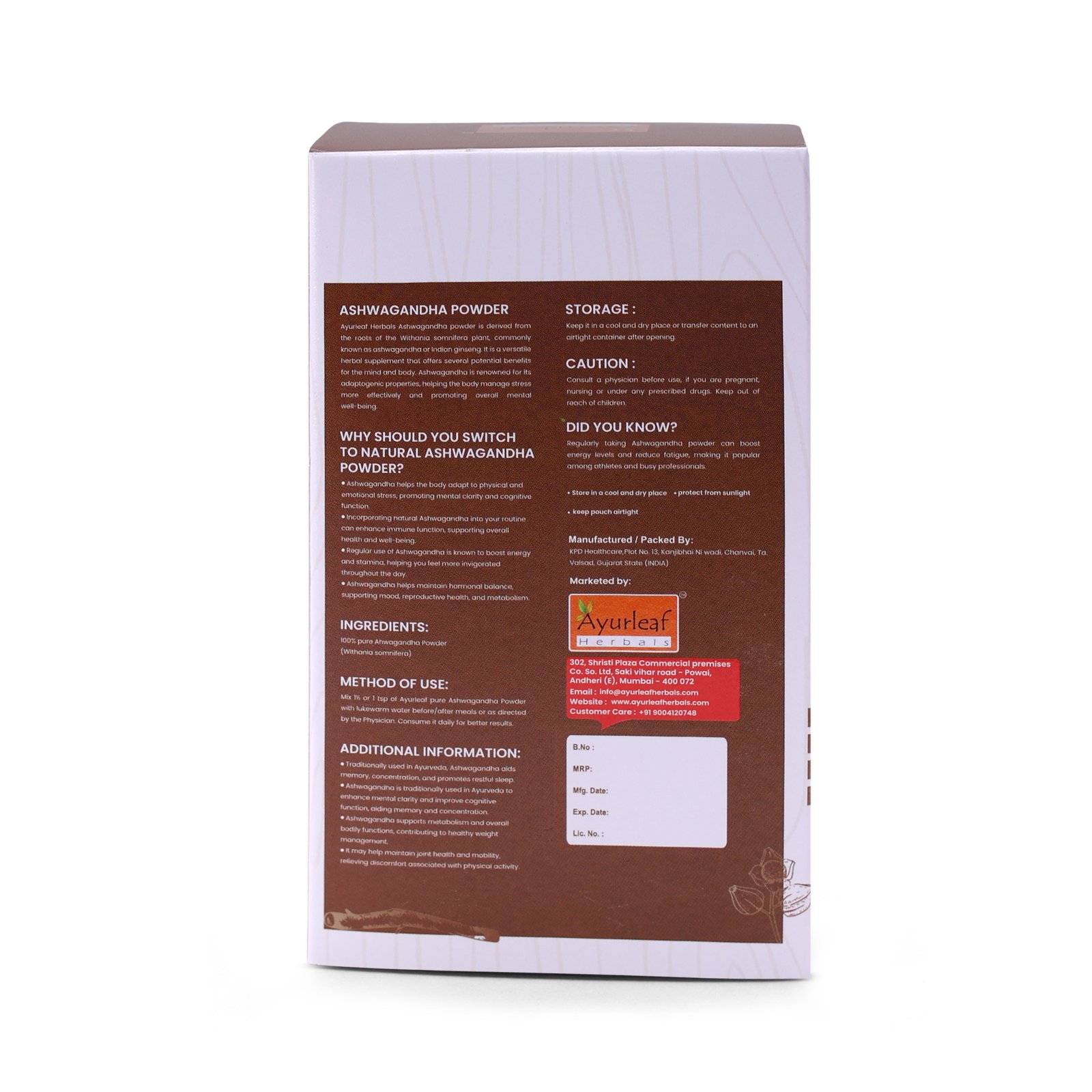 100 % natural and pure Ashwagandha Powder to Reduce stress, Improves Sleep Quality & Supports Fertility (200g) - Image 4