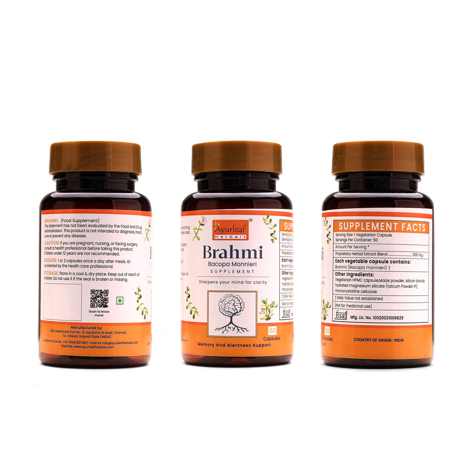 Brahmi Extract Blended Capsules 500mg | 60 Capsules Vegan Pack - Image 5