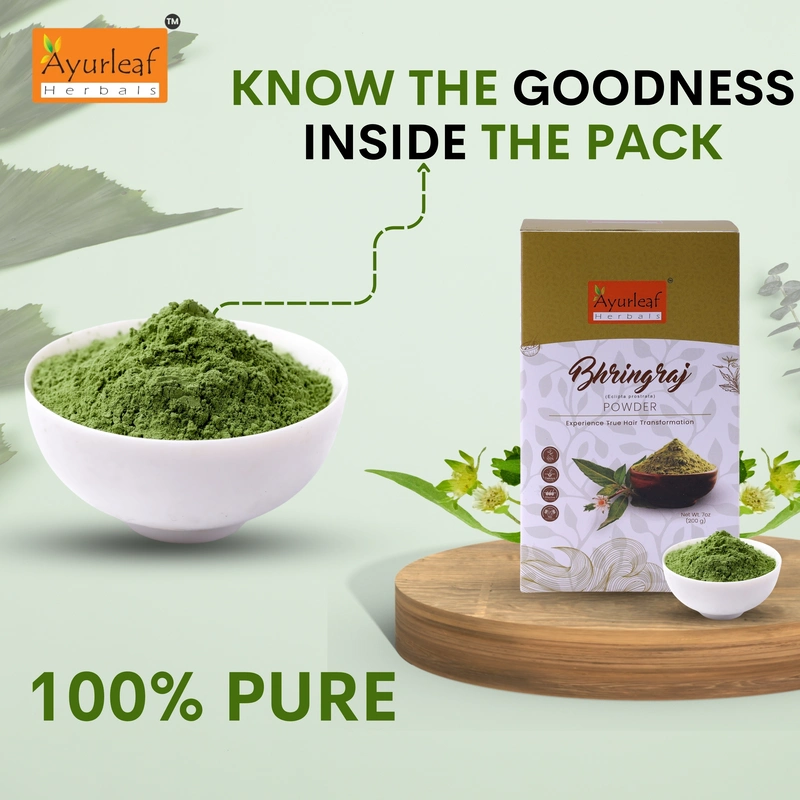 100 % natural and pure Bhringraj leaves powder for Hair Growth, Heals Wounds and Infections (200g) - Image 8