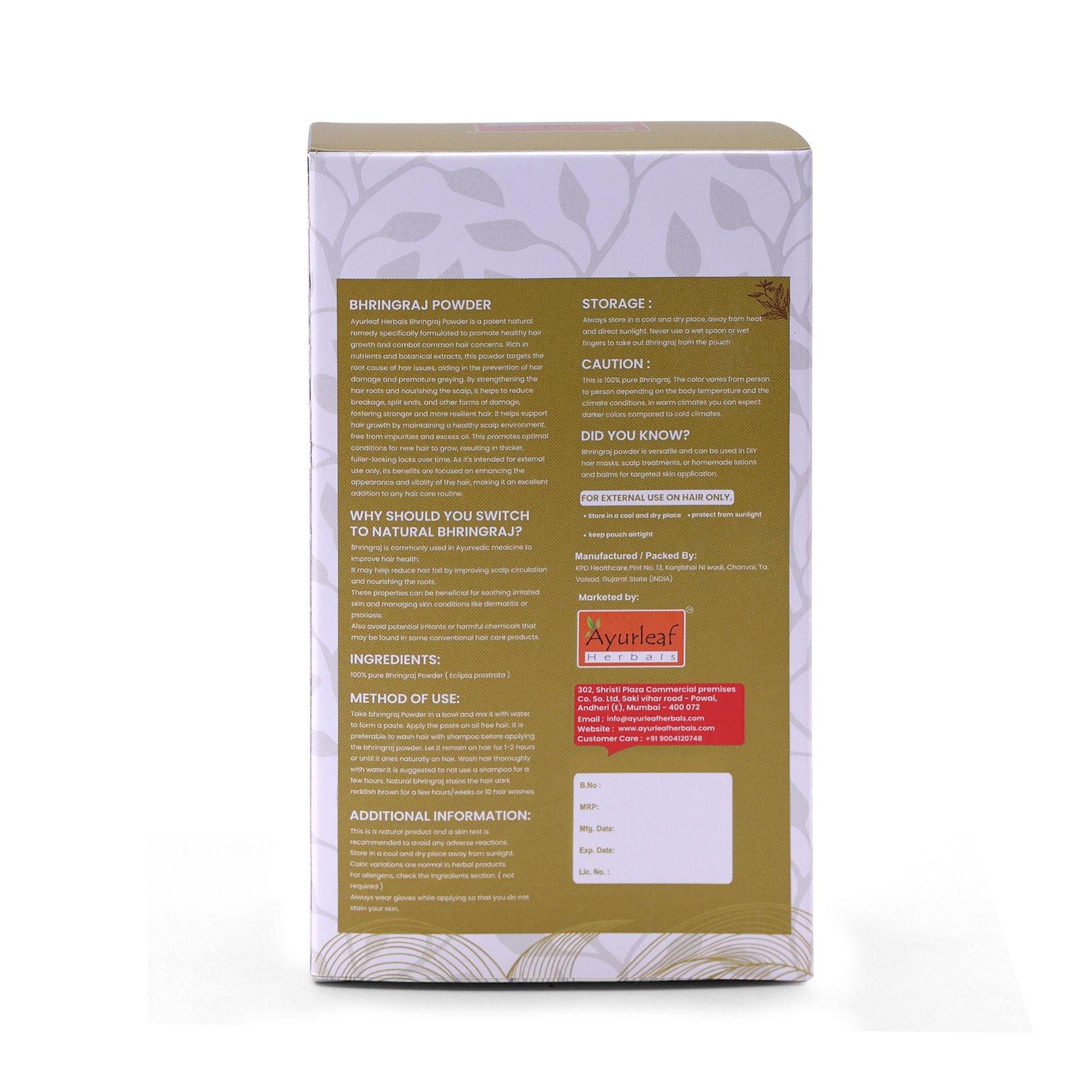 100 % natural and pure Bhringraj leaves powder for Hair Growth, Heals Wounds and Infections (200g) - Image 4