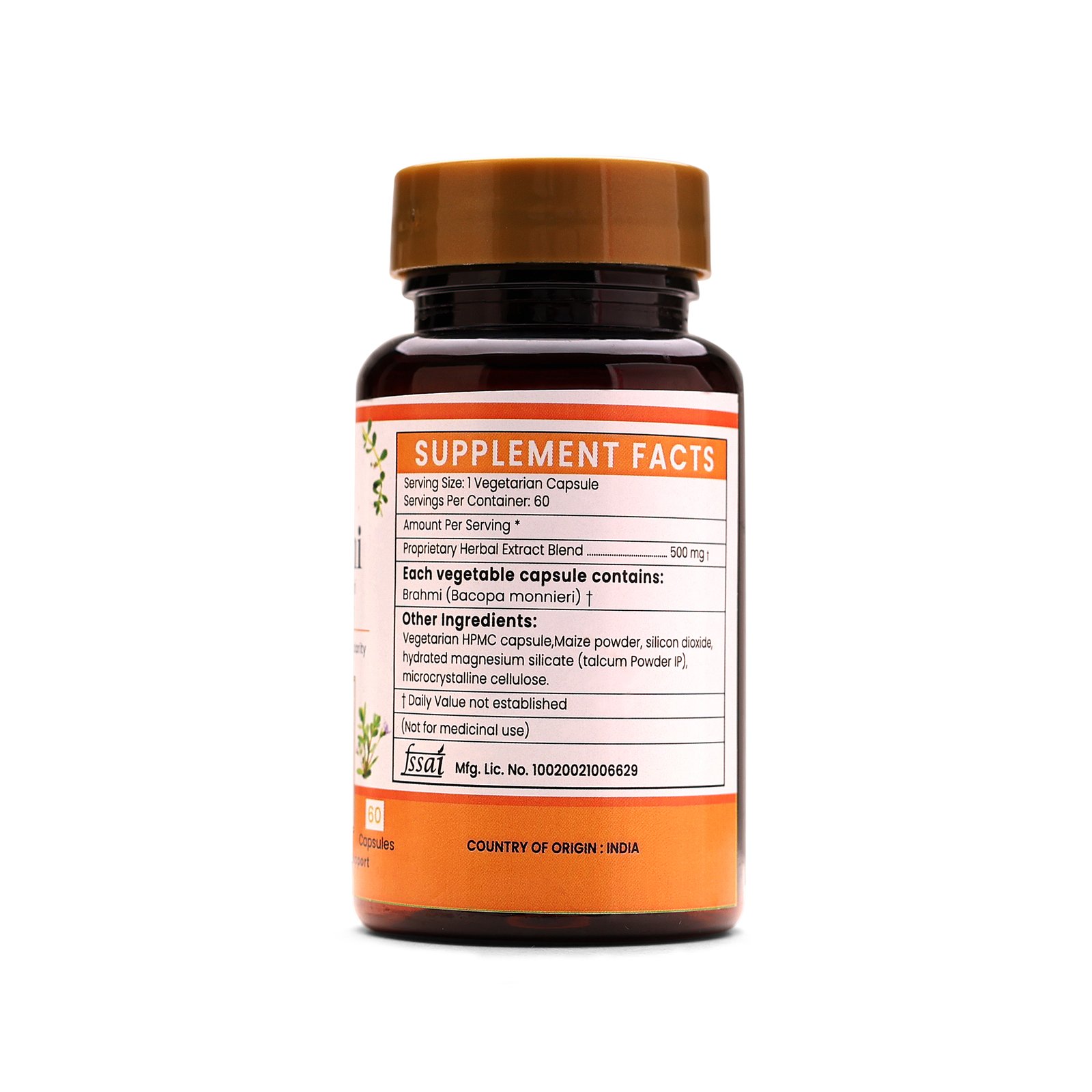 Brahmi Extract Blended Capsules 500mg | 60 Capsules Vegan Pack - Image 4