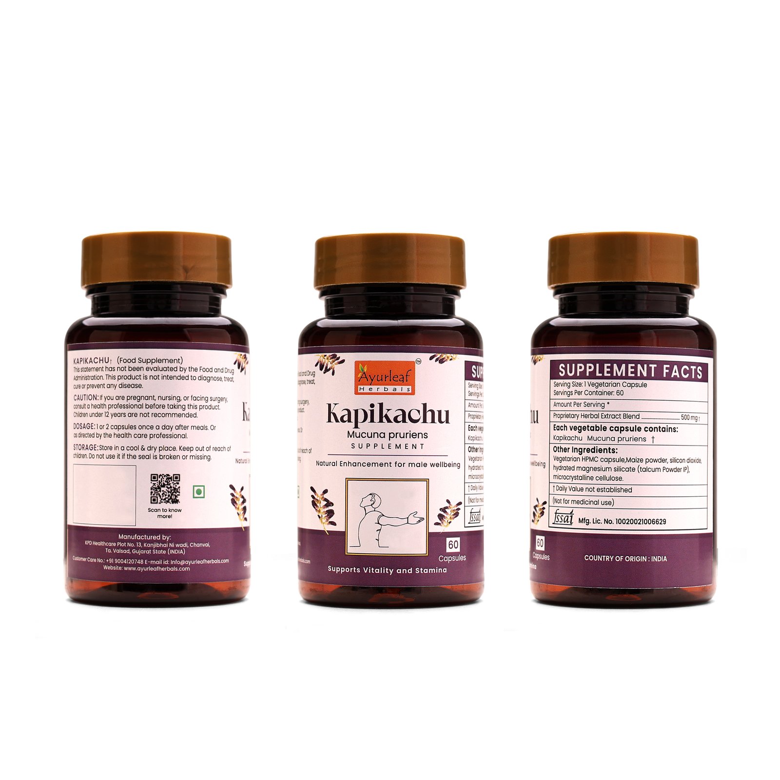 Kapikachhu Extract Blended Capsules 500mg | 60 Capsules Vegan Pack - Image 5