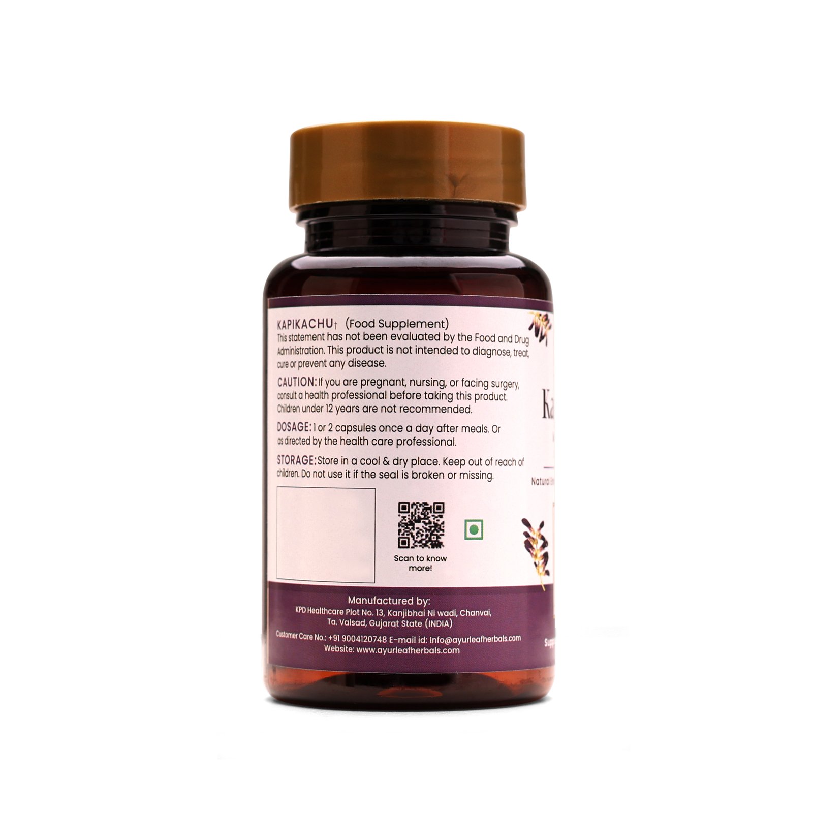 Kapikachhu Extract Blended Capsules 500mg | 60 Capsules Vegan Pack - Image 3