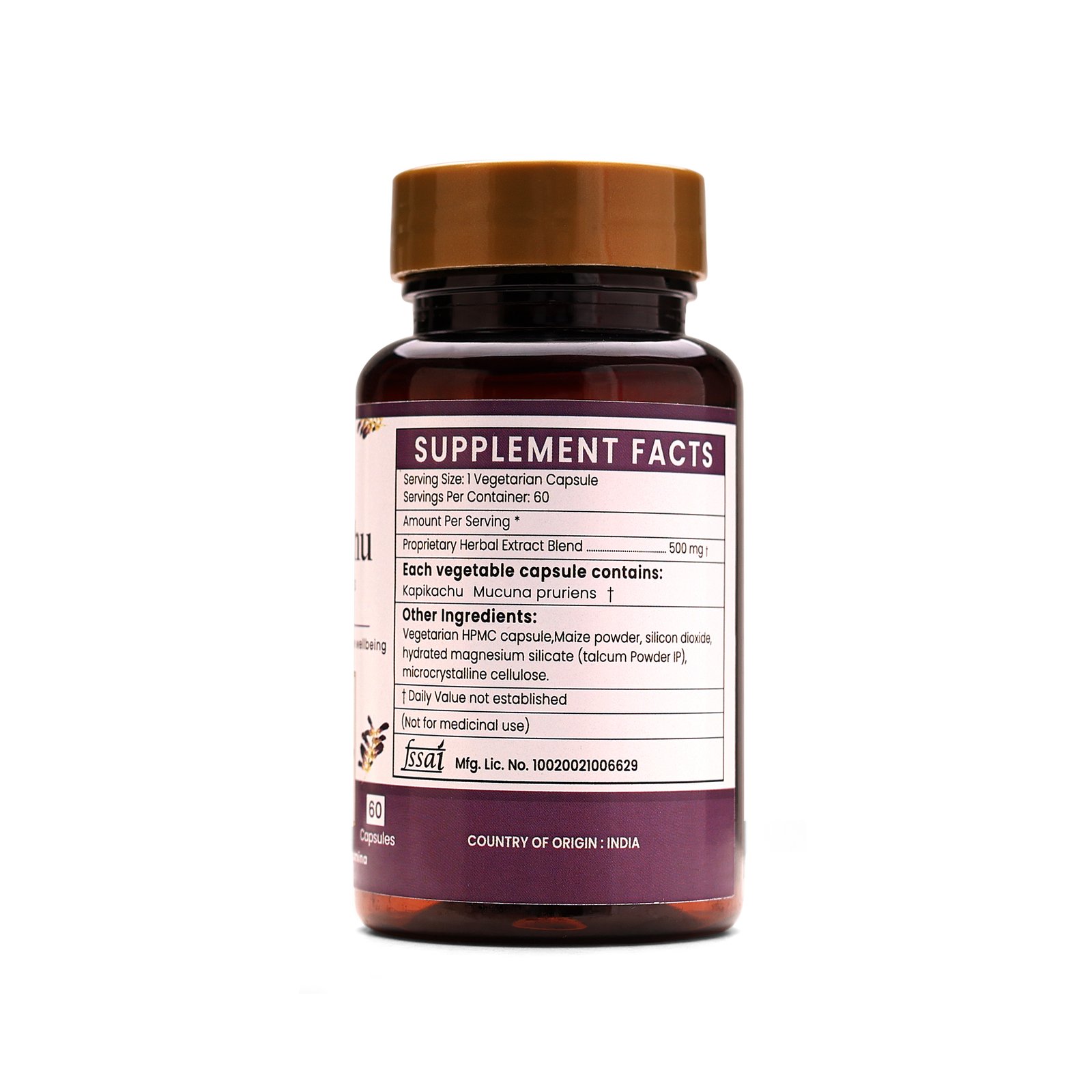 Kapikachhu Extract Blended Capsules 500mg | 60 Capsules Vegan Pack - Image 4