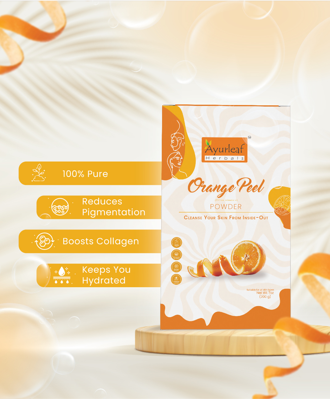 100% Natural and Best orange peel powder with vitamin c for cleansing and detoxification of oily and dry skin-(200 gms) - Image 2