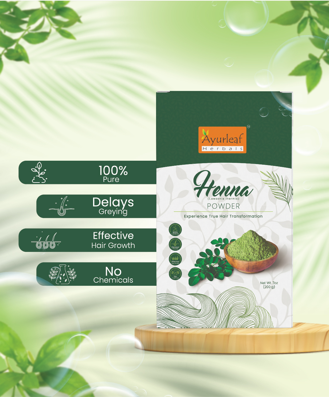 Pure Herbal Henna Powder for hair hands and feet (Mehendi) (200gms) - Image 2