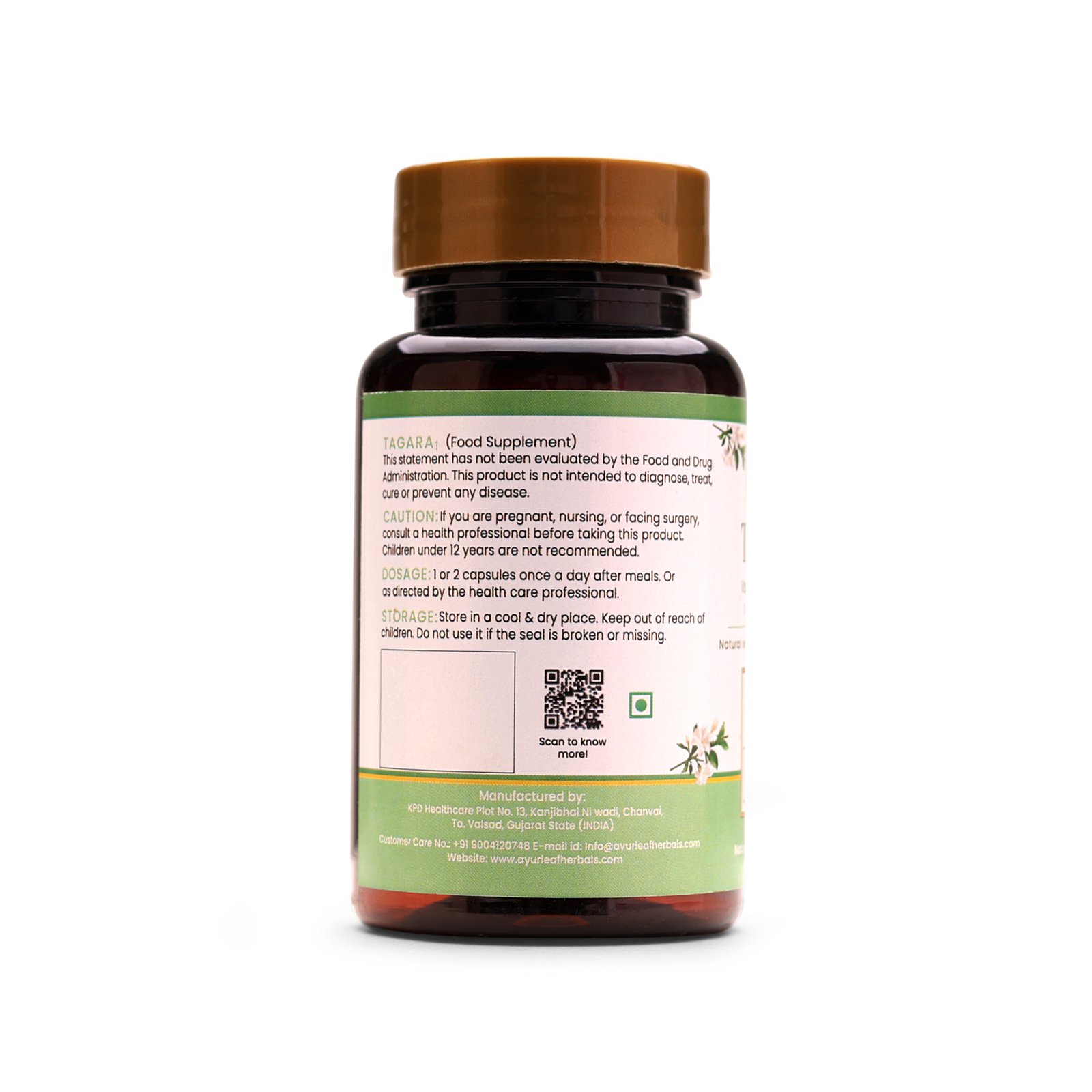 Tagara Extract Blended Capsules 500mg | 60 Capsules Vegan Pack - Image 3