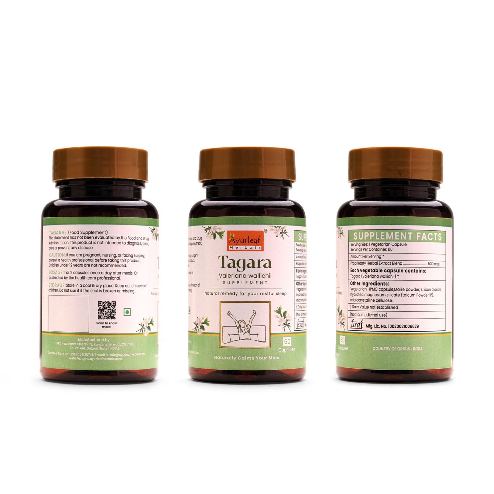Tagara Extract Blended Capsules 500mg | 60 Capsules Vegan Pack - Image 5