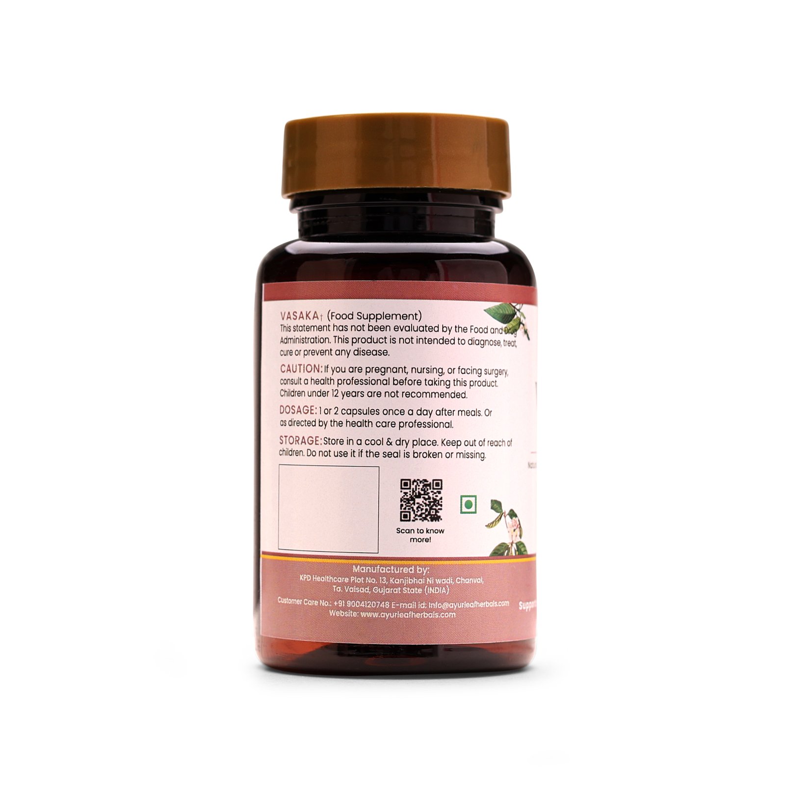 Vasaka Extract Blended Capsules 500mg | 60 Capsules Vegan Pack - Image 3