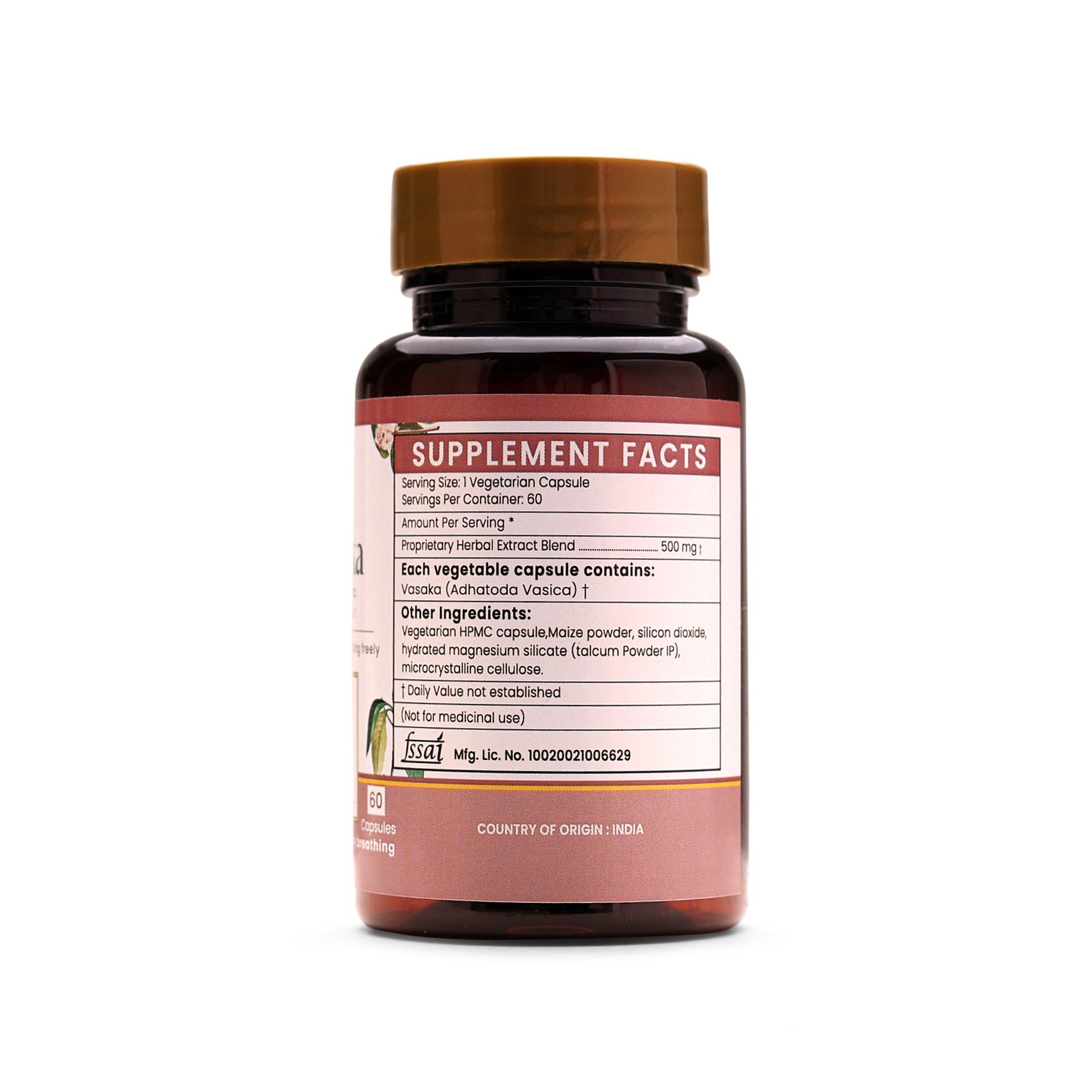 Vasaka Extract Blended Capsules 500mg | 60 Capsules Vegan Pack - Image 4